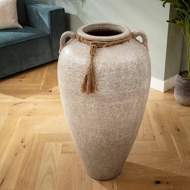 Quatropi Extra Large Floor Standing Decorative Indoor Pot Vase Textured Grey