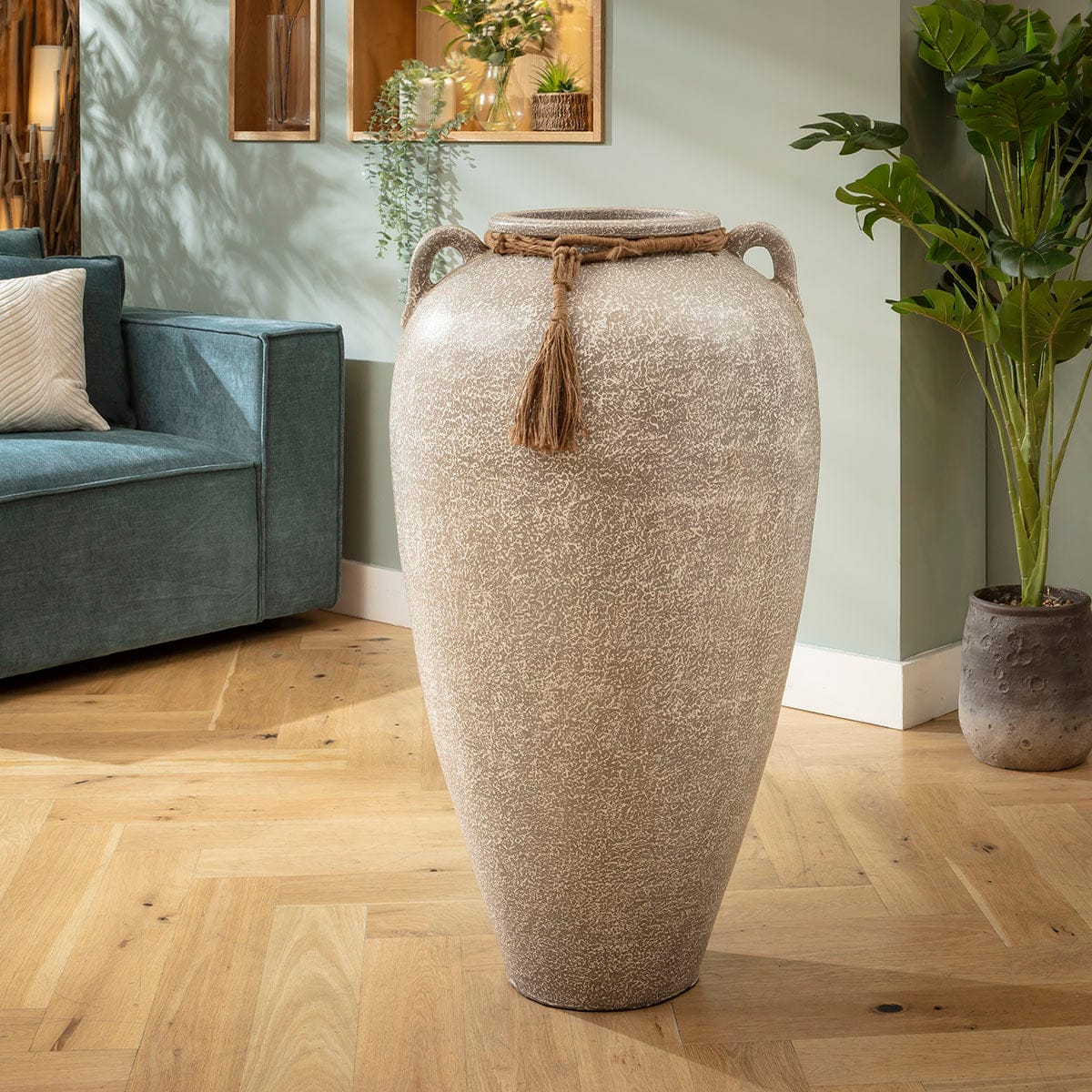 Extra Large Floor Standing Decorative Indoor Pot Vase Textured Grey ...