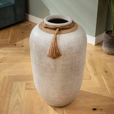 Quatropi Extra Large Floor Standing Decorative Indoor Pot Vase Textured White