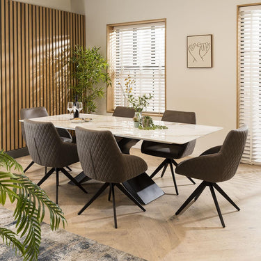 Quatropi Ezra 6 Seater Ceramic Dining Set Brown