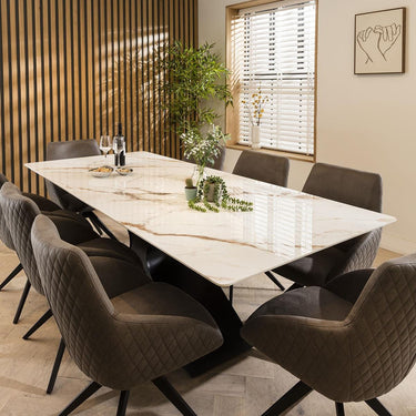 Quatropi Ezra 8 Seater Ceramic Dining Set Brown