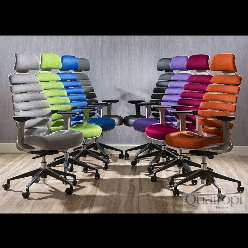 Quatropi Fishbone Ergonomic Leather Office Chair White