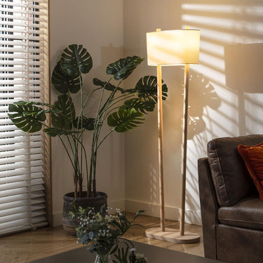 Quatropi Flam & Luce Belize Modern Wooden Floor Lamp Natural White Shade