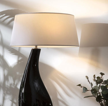 Quatropi Flam & Luce Diva Modern Table Lamp Black Ceramic White Shade
