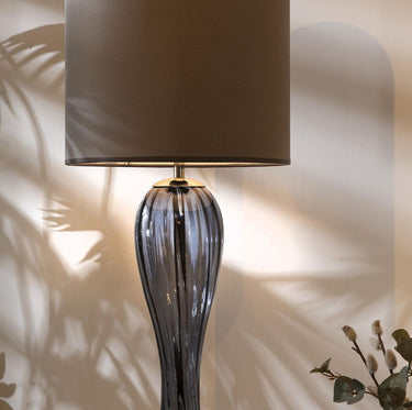 Quatropi Flam & Luce Fado Modern Glass Bedside Table Lamp Smoke Grey