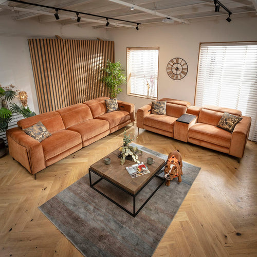 Florance Modern 3 & 2 Seater Recliner Sofa Set with Storage Console Burnt Orange
