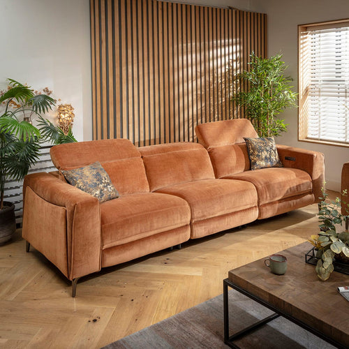 Florance Modern 3 Seater Recliner Sofa Burnt Orange 292x105cm