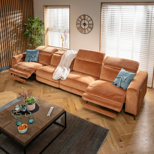 Florance Large 4 Seater Recliner Sofa Burnt Orange 374x105cm