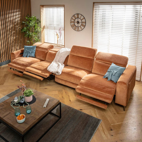 Florance Large 4 Seater Triple Recliner Sofa Burnt Orange 374x105cm