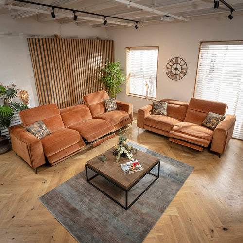 Florance Modern 3 & 2 Seater Full Recliner Sofa Set Burnt Orange