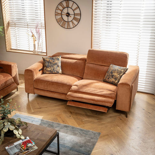 Florance Modern 2 Seater Recliner Sofa Burnt Orange 210x105cm