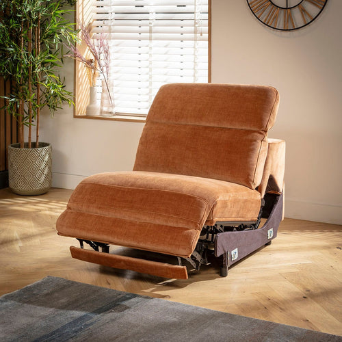 Florance Armless Middle Recliner Sofa Module Burnt Orange Fabric 82x105cm