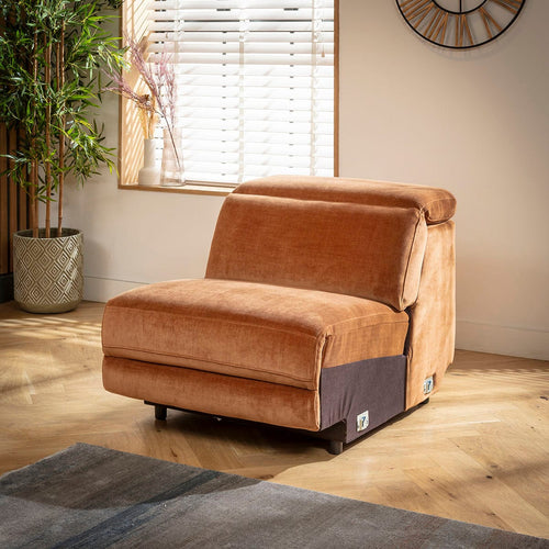 Florance Armless Middle Sofa Module Burnt Orange Fabric 82x105cm