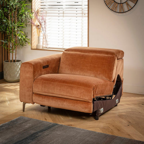 Florance Left-Hand Armed Recliner Sofa Module Burnt Orange Fabric 105x105cm