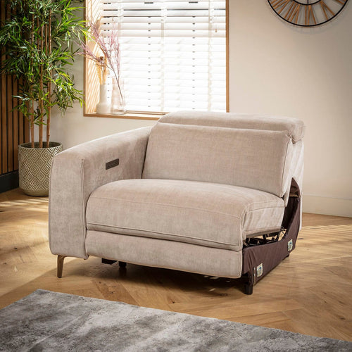 Florance Left-Hand Armed Recliner Sofa Module Putty Grey Fabric 105x105cm