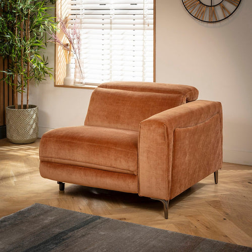 Florance Right-Hand Armed Recliner Sofa Module Burnt Orange Fabric 105x105cm