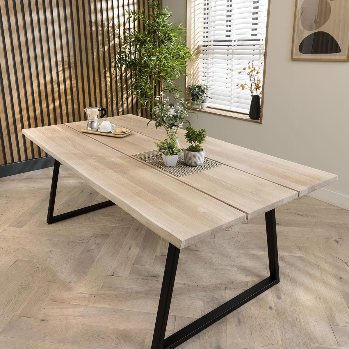 Quatropi Forest 8 Seater Solid Oak Dining Table - White Oiled 200cm
