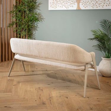 Quatropi Freya 3 Seater Kitchen Dining Room Bench with Back Cream Metal 180cm