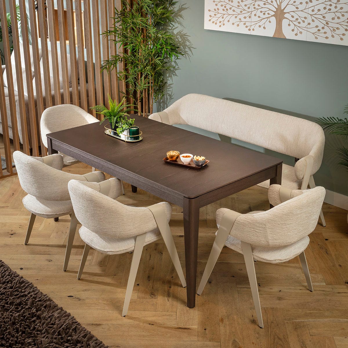 Freya 3 Seater Kitchen Dining Room Bench with Back Cream Metal 180cm ...