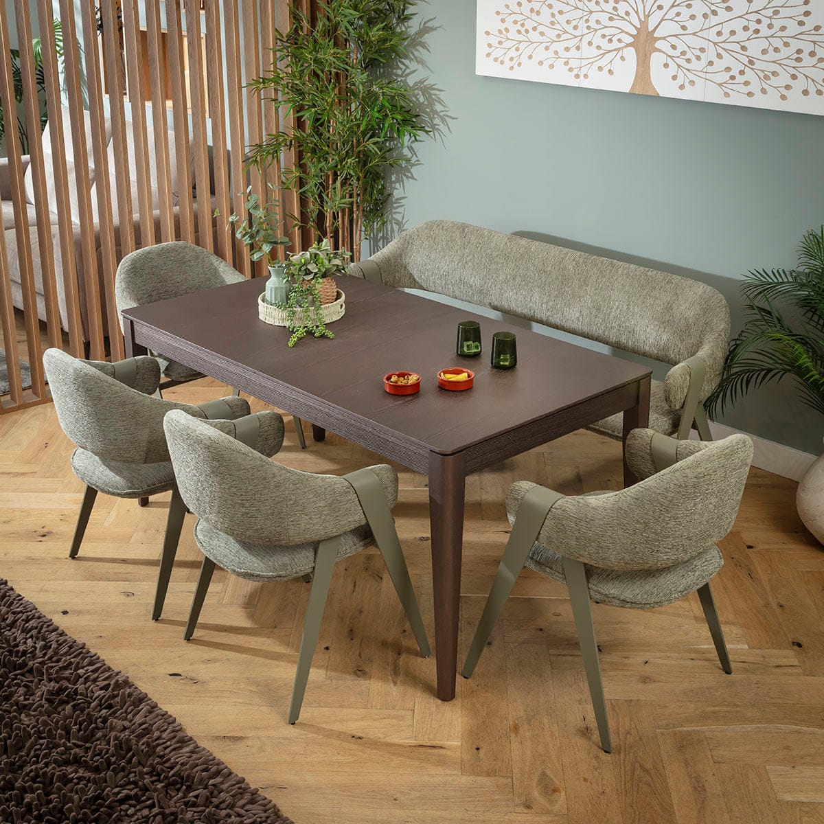Freya 3 Seater Kitchen Dining Room Bench with Back Green Metal 180cm ...