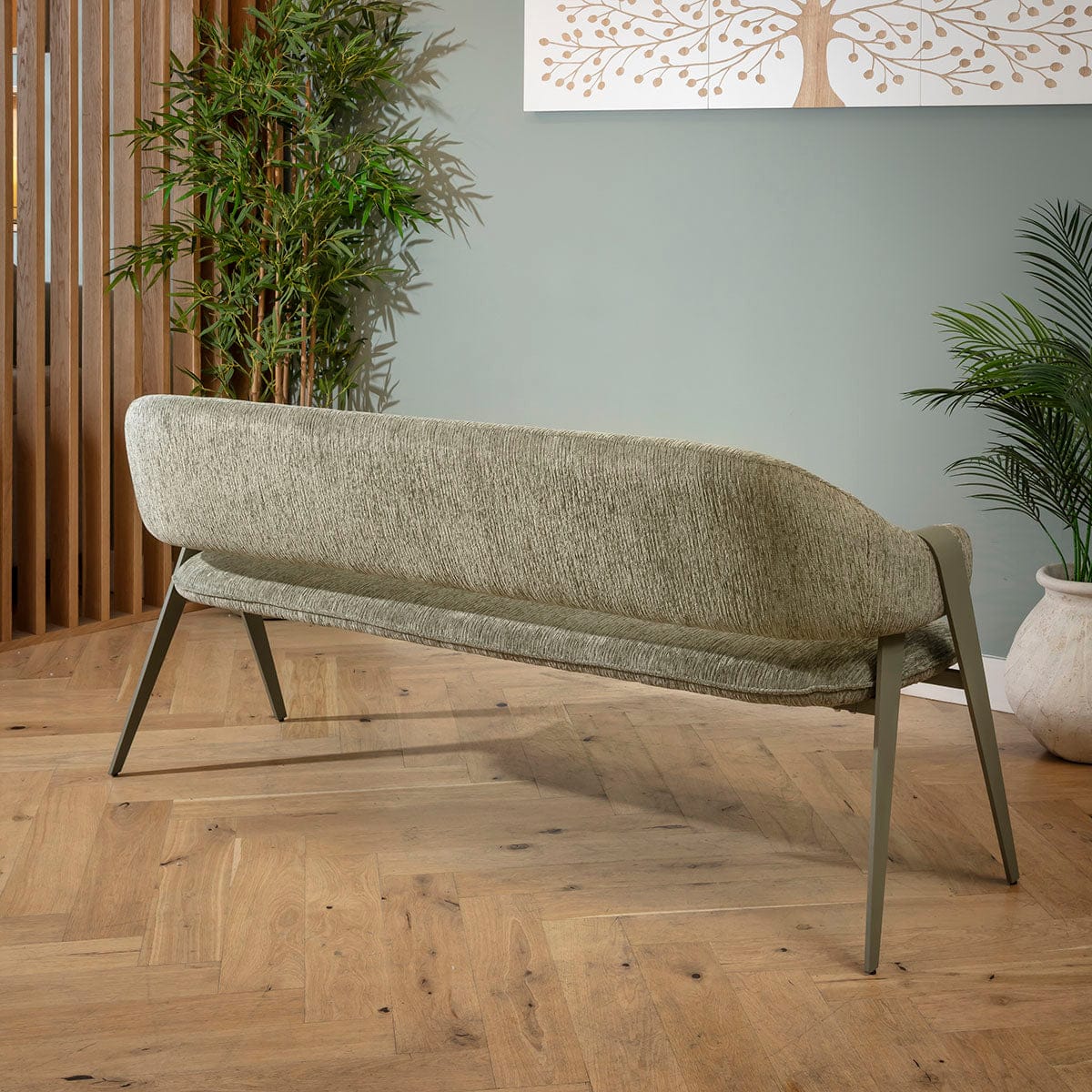 Freya 3 Seater Kitchen Dining Room Bench with Back Green Metal 180cm ...