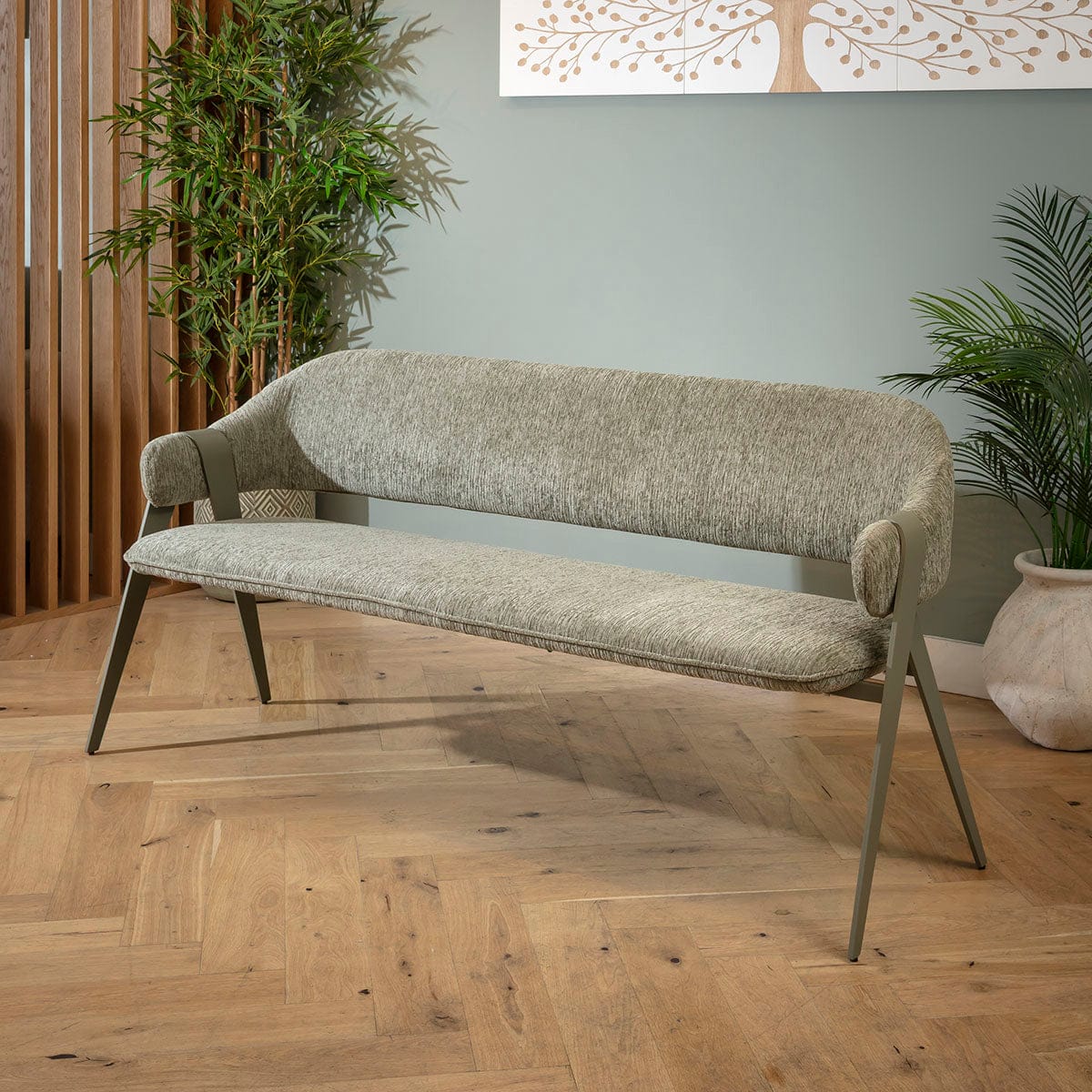 Freya 3 Seater Kitchen Dining Room Bench with Back Green Metal 180cm ...