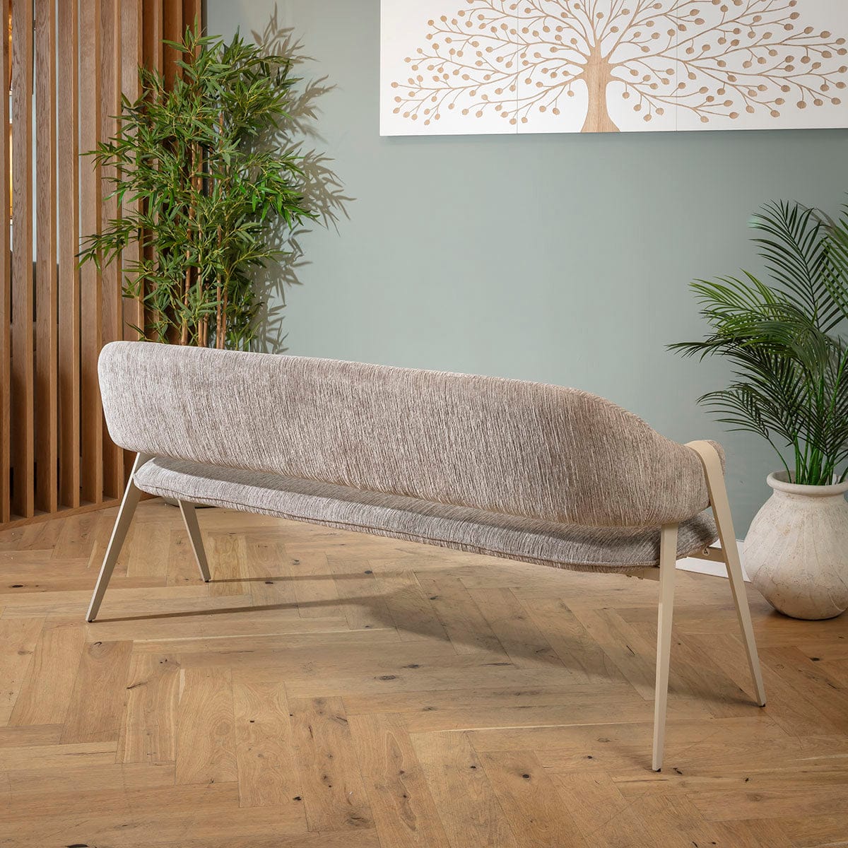 Freya 3 Seater Kitchen Dining Room Bench with Back Grey Metal 180cm ...