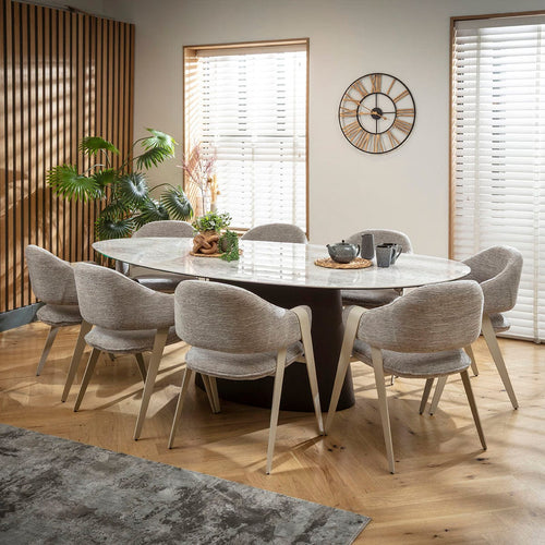 Freya & Ashford Large 8 Seater Oval Dining Set Grey Ceramic