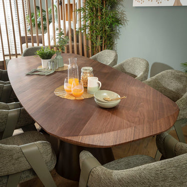 Quatropi Freya & Phoenix Large Modern 8 Seater Dining Set Green & Walnut