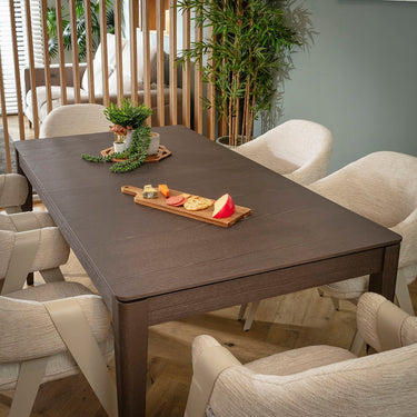 Quatropi Freya & Ruben Large 6 Seater Extendable Dining Set Cream & Brown Wood