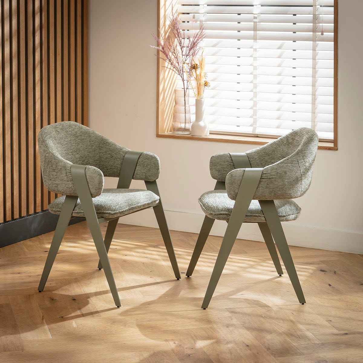 Set of 4 Freya Ultra-Modern Kitchen Dining Room Chairs with Arms Green ...