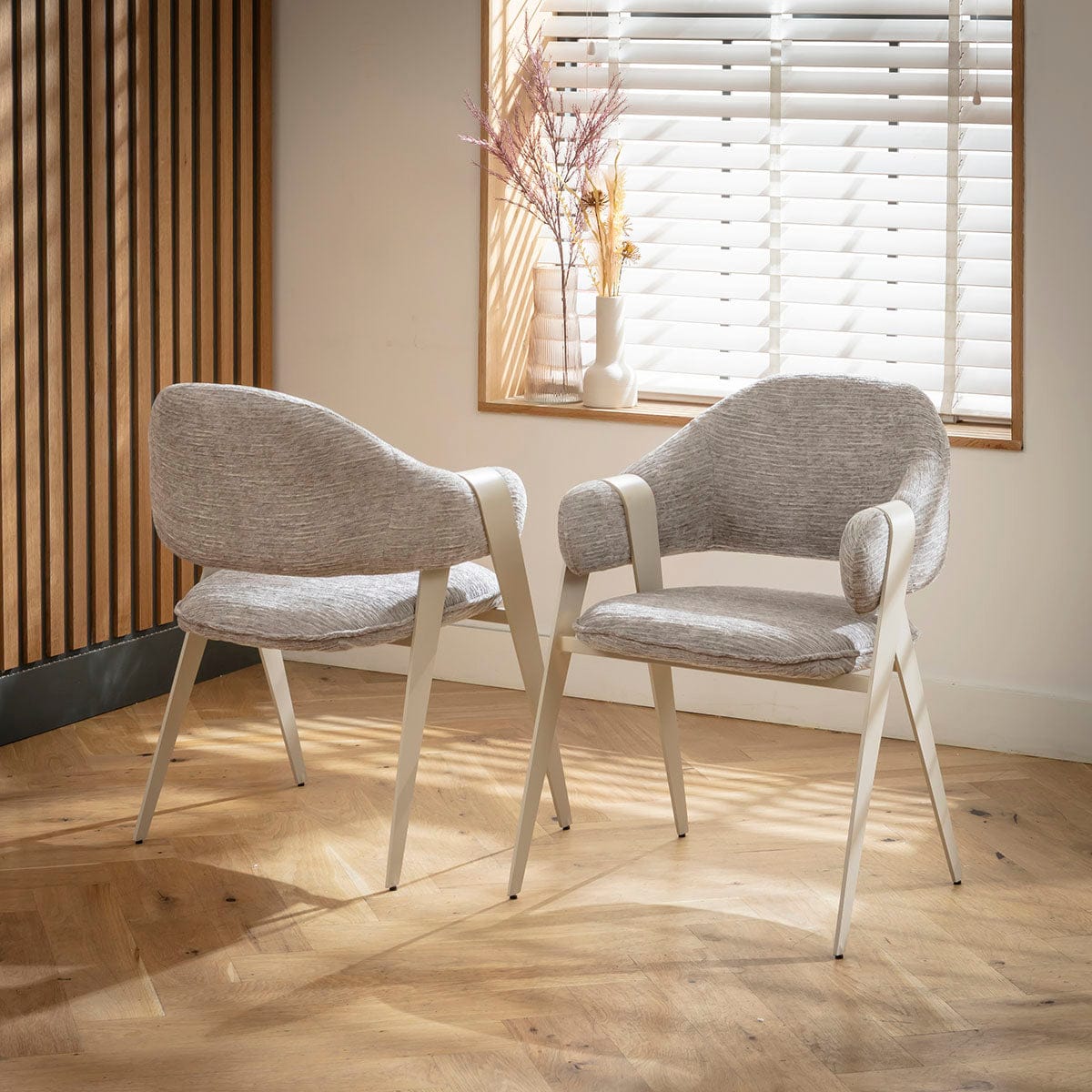 Set of 4 Freya Ultra-Modern Kitchen Dining Room Chairs with Arms Grey ...