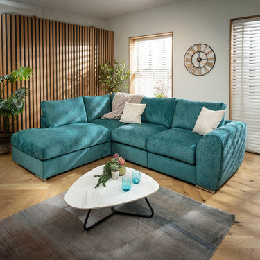 Quatropi Gala Modern L-Shape Corner Sofa Teal 265x210cm