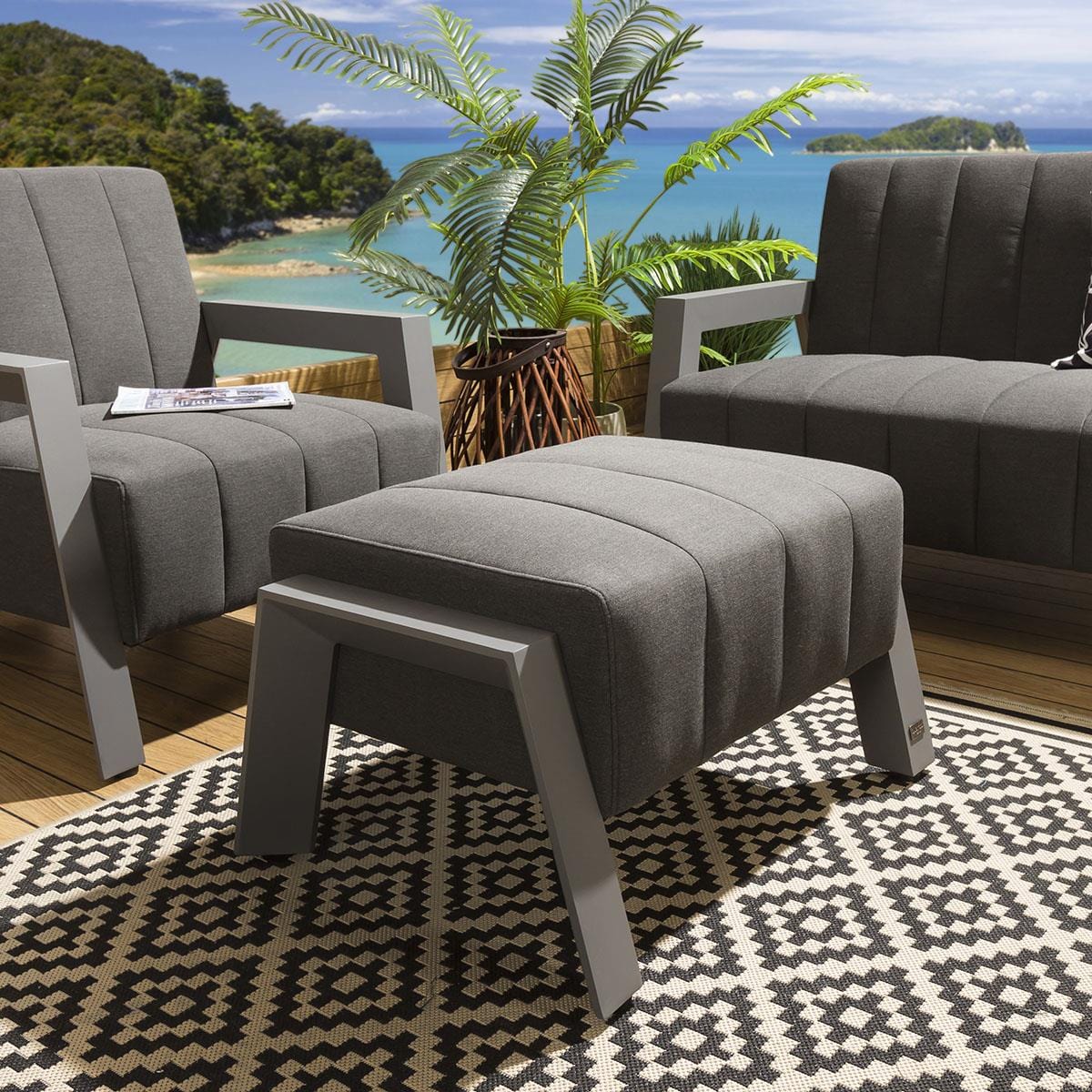 Outside Footstool Garden Patio Luxury Footstool Grey Alum Fabric Outdoor – Quatropi