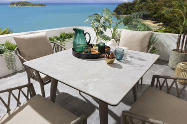 Quatropi Garden Square Bistro Dining Table | Beige Aluminium & Durable Ceramic Top 90cm × 90cm