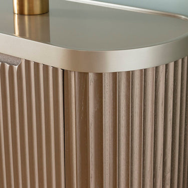 Quatropi Gold Designer Sideboard Buffet Cabinet Scallop Fluted Wood Glass 200cm