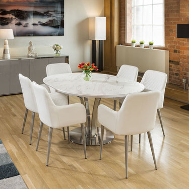 Quatropi Hana Ceramic Round Extending Dining Table White 120-160cm