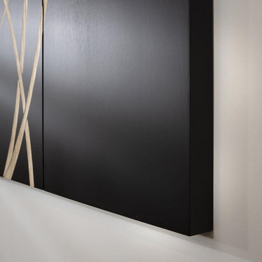 Quatropi Hand-Carved Leaves 3-Piece Panel Wall Artwork Black & Wood 120x120cm