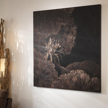 Quatropi Hand-Carved Square Wall Artwork Black & Natural Wood 120x120cm