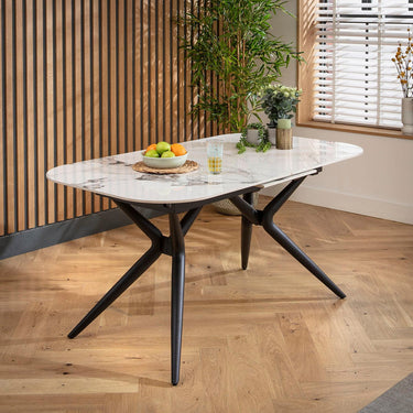 Quatropi Harvey & Conor 5 Seater Extendable Corner Bench Dining Set White Fabric & Ceramic LT
