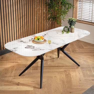 Quatropi Harvey & Conor 5 Seater Extendable Corner Bench Dining Set White Fabric & Ceramic LT