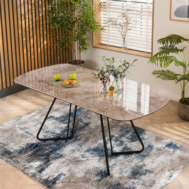 Quatropi Harvey & Deco 5 Seater Extendable Corner Bench Dining Set Stone & Grey Ceramic LT