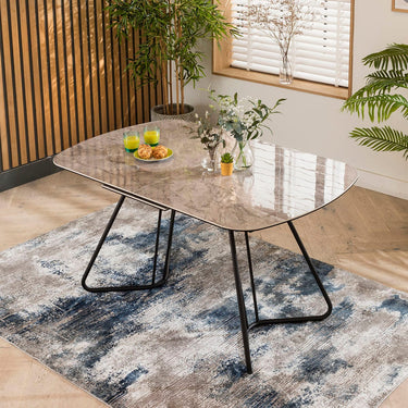 Quatropi Harvey & Deco 5 Seater Extendable Corner Bench Dining Set Stone & Grey Ceramic LT