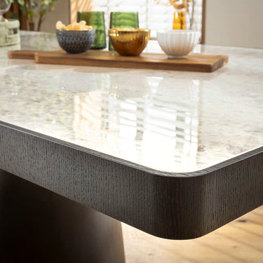 Quatropi Hastings 8 Seater Ceramic Marble Kitchen Dining Table Grey Black Oak 200x90cm