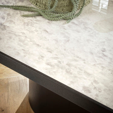 Quatropi Hastings 8 Seater Ceramic Marble Kitchen Dining Table Grey Black Oak 200x90cm