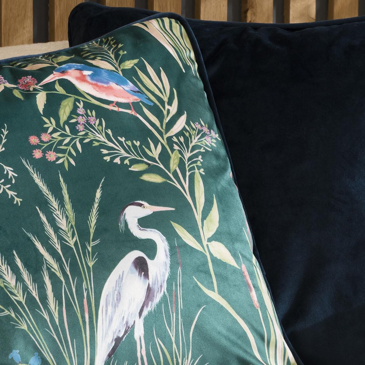 Quatropi Heron Velvet Scatter Cushion Teal 45cm