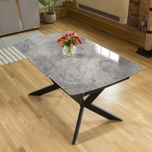 Huge Emperor Grey Ceramic Dining Table Rectangle Extends 1.5 - 2m