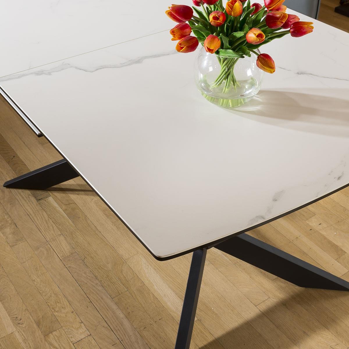 Quatropi Huge Emperor White Ceramic Dining Table Rectangle Extends 1.5 - 2m