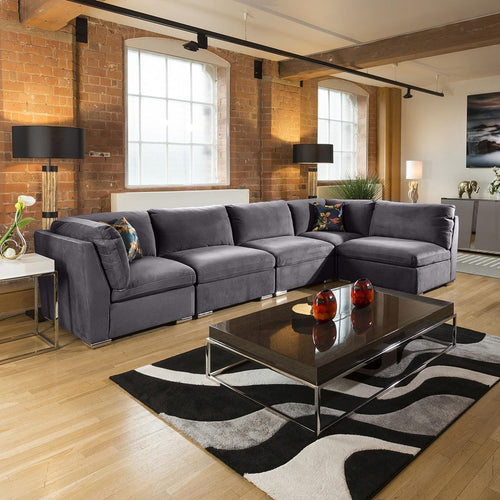 Huge Inviting Mikey Corner Sofa Dark Grey 5 Seater L Shape 13L