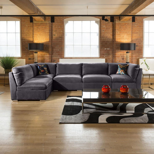 Huge Inviting Mikey Corner Sofa Dark Grey 5 Seater L Shape 13R